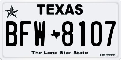 TX license plate BFW8107