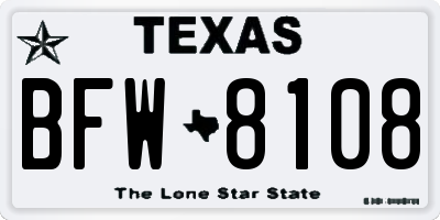TX license plate BFW8108