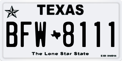 TX license plate BFW8111