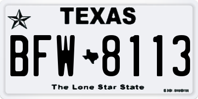 TX license plate BFW8113