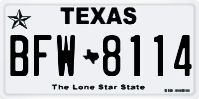 TX license plate BFW8114