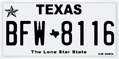 TX license plate BFW8116