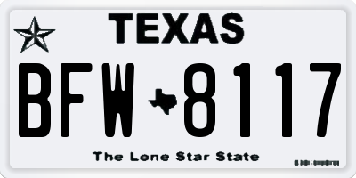 TX license plate BFW8117