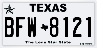 TX license plate BFW8121