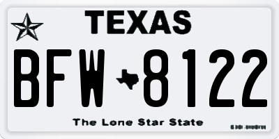 TX license plate BFW8122