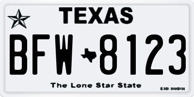 TX license plate BFW8123