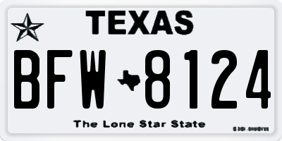 TX license plate BFW8124