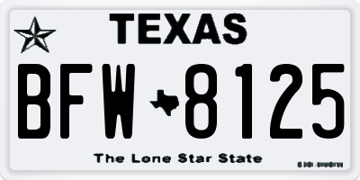 TX license plate BFW8125