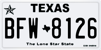 TX license plate BFW8126