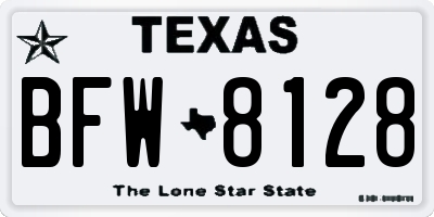 TX license plate BFW8128