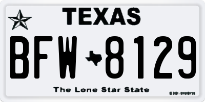 TX license plate BFW8129