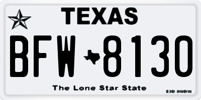 TX license plate BFW8130