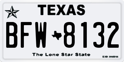 TX license plate BFW8132