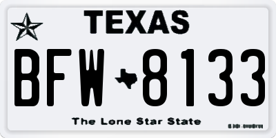 TX license plate BFW8133