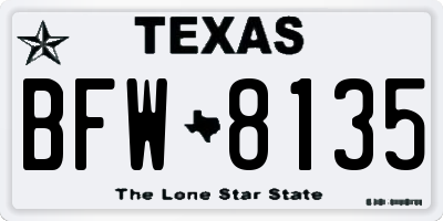 TX license plate BFW8135