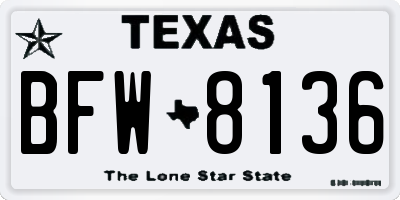 TX license plate BFW8136