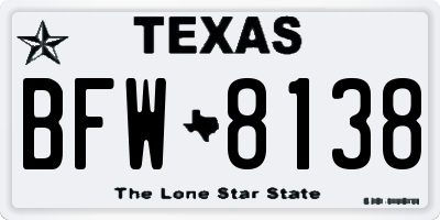 TX license plate BFW8138