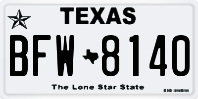 TX license plate BFW8140