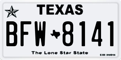 TX license plate BFW8141