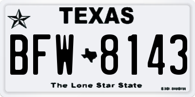 TX license plate BFW8143