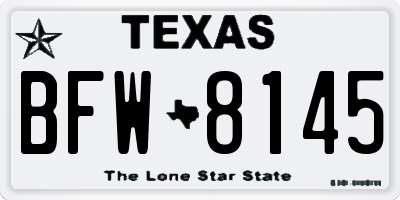 TX license plate BFW8145