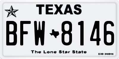 TX license plate BFW8146