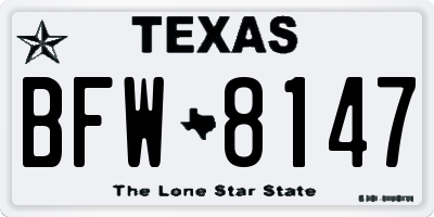 TX license plate BFW8147