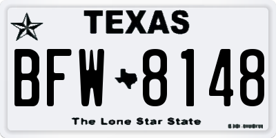 TX license plate BFW8148