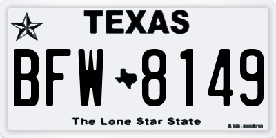 TX license plate BFW8149