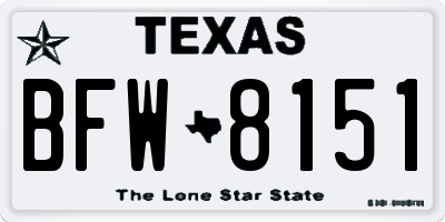 TX license plate BFW8151