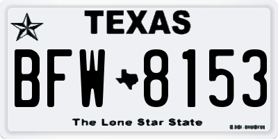 TX license plate BFW8153