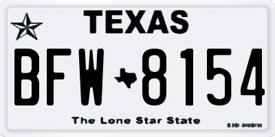 TX license plate BFW8154