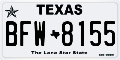 TX license plate BFW8155