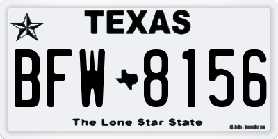 TX license plate BFW8156