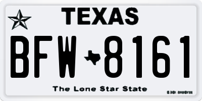 TX license plate BFW8161