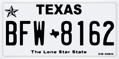 TX license plate BFW8162