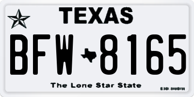 TX license plate BFW8165