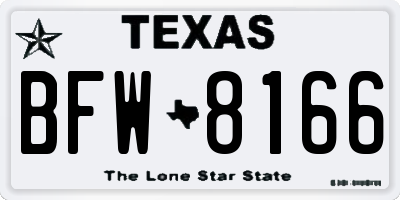 TX license plate BFW8166
