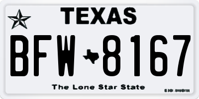 TX license plate BFW8167