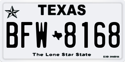 TX license plate BFW8168