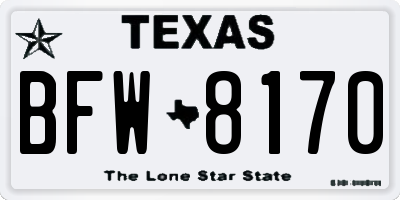 TX license plate BFW8170
