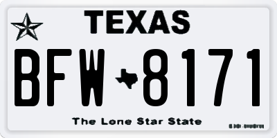 TX license plate BFW8171
