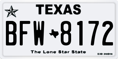TX license plate BFW8172