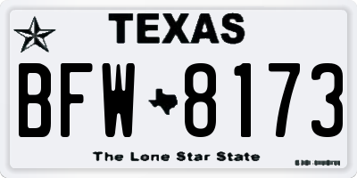 TX license plate BFW8173