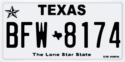 TX license plate BFW8174