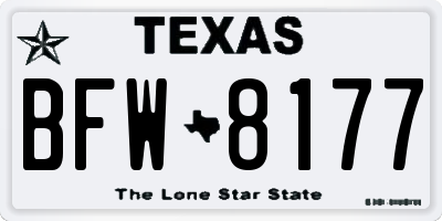 TX license plate BFW8177