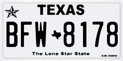 TX license plate BFW8178