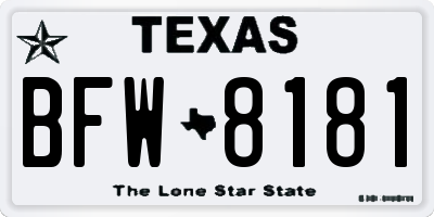 TX license plate BFW8181