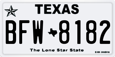 TX license plate BFW8182