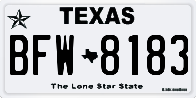 TX license plate BFW8183